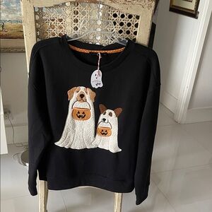 Jane and Delancey Black/Orange Halloween Dogs with Pumpkin  Sweater